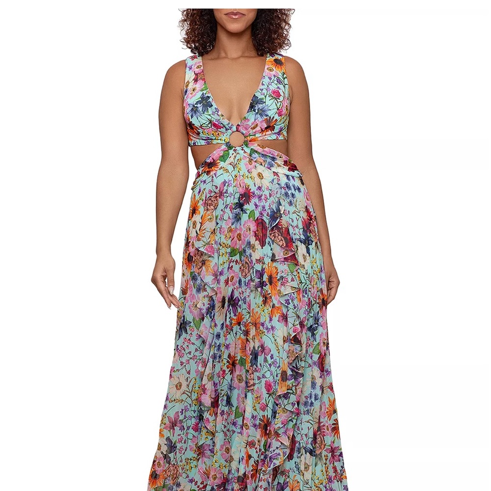 AQUA Printed Cutout Dress